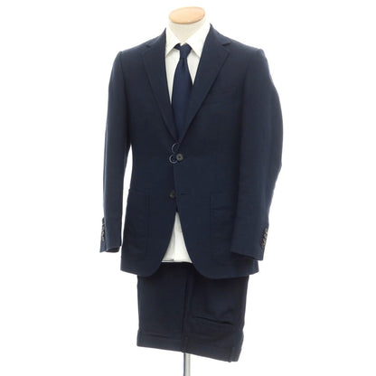 [Used] Mitsumine Cotton Linen 3B Set Up 3 Button Suit Navy [YA4/76] [Condition Rank C] [Men&