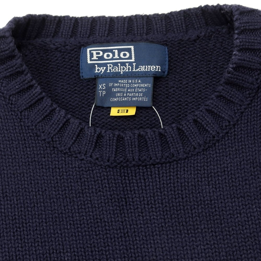 [Used] Polo Ralph Lauren mid-gauge cotton Stars and Stripes crew neck knit, navy [XS] [Condition: C] [Men&