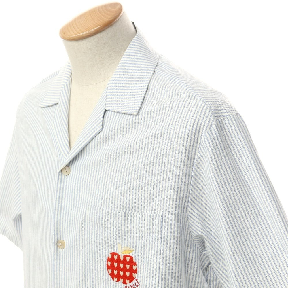 [Used] Gucci Oxford cotton striped short sleeve open collar shirt, white x blue [44] [Condition rank A] [Men&