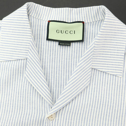 【中古】グッチ GUCCI オックスフォードコットン ストライプ 半袖オープンカラーシャツ ホワイトxブルー【 44 】【 状態ランクA 】【 メンズ 】
[BPD]