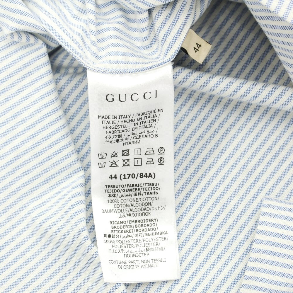 【中古】グッチ GUCCI オックスフォードコットン ストライプ 半袖オープンカラーシャツ ホワイトxブルー【 44 】【 状態ランクA 】【 メンズ 】
[BPD]