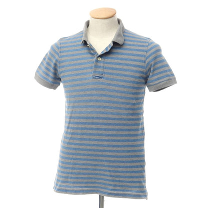 [Used] eleventy cotton striped short sleeve polo shirt gray x blue [XS] [Condition rank C] [Men&