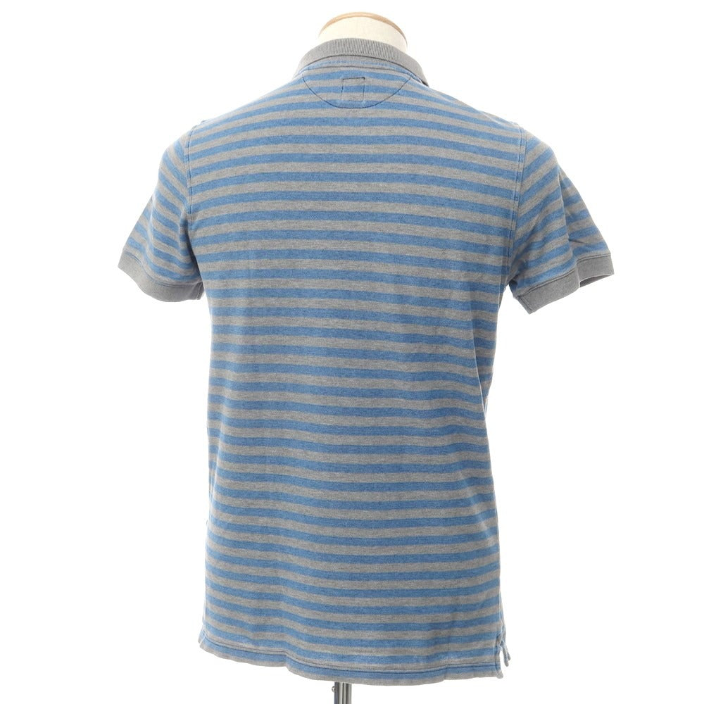 [Used] eleventy cotton striped short sleeve polo shirt gray x blue [XS] [Condition rank C] [Men&