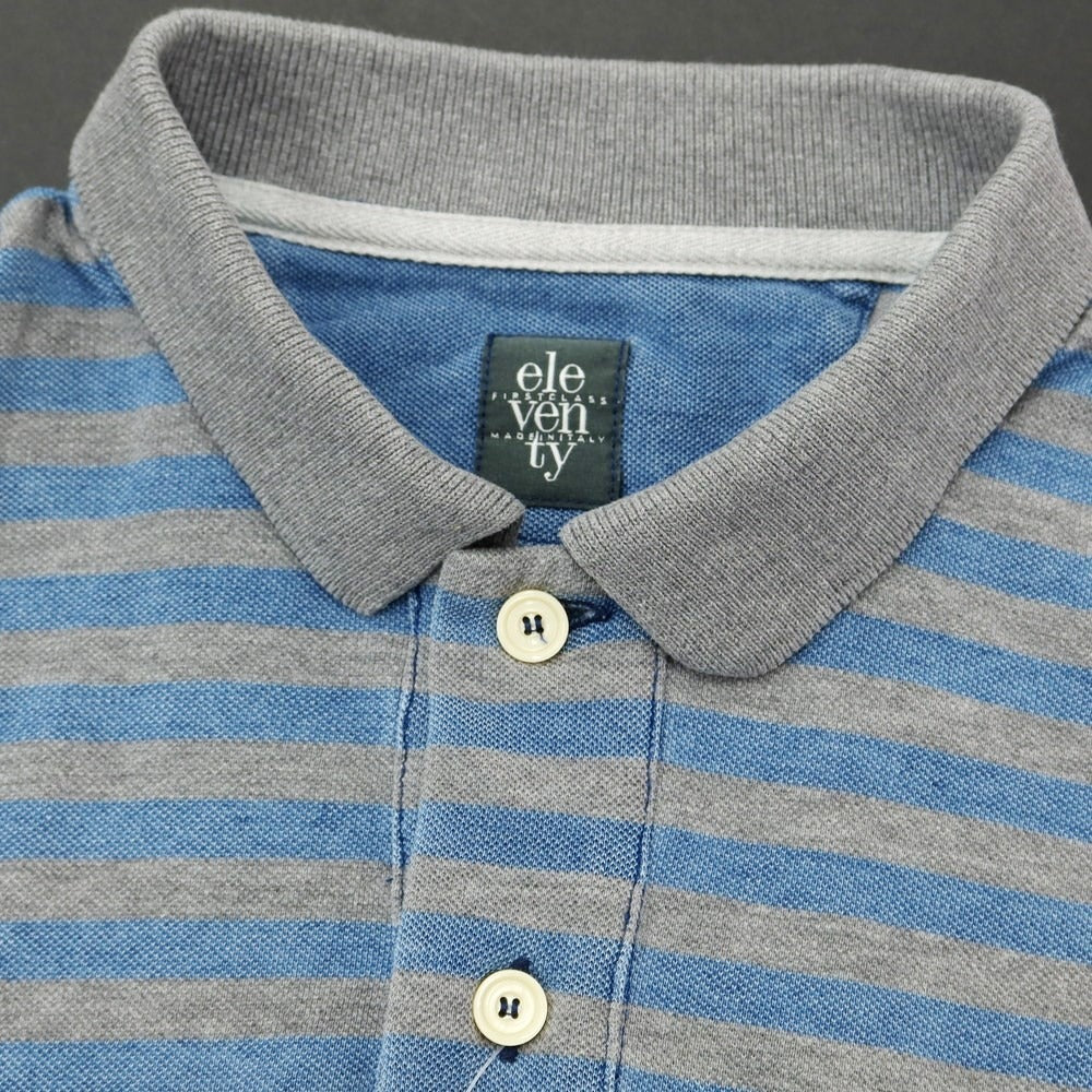 [Used] eleventy cotton striped short sleeve polo shirt gray x blue [XS] [Condition rank C] [Men&