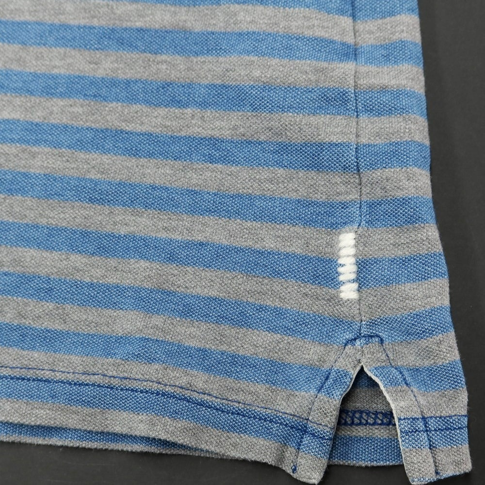 [Used] eleventy cotton striped short sleeve polo shirt gray x blue [XS] [Condition rank C] [Men&