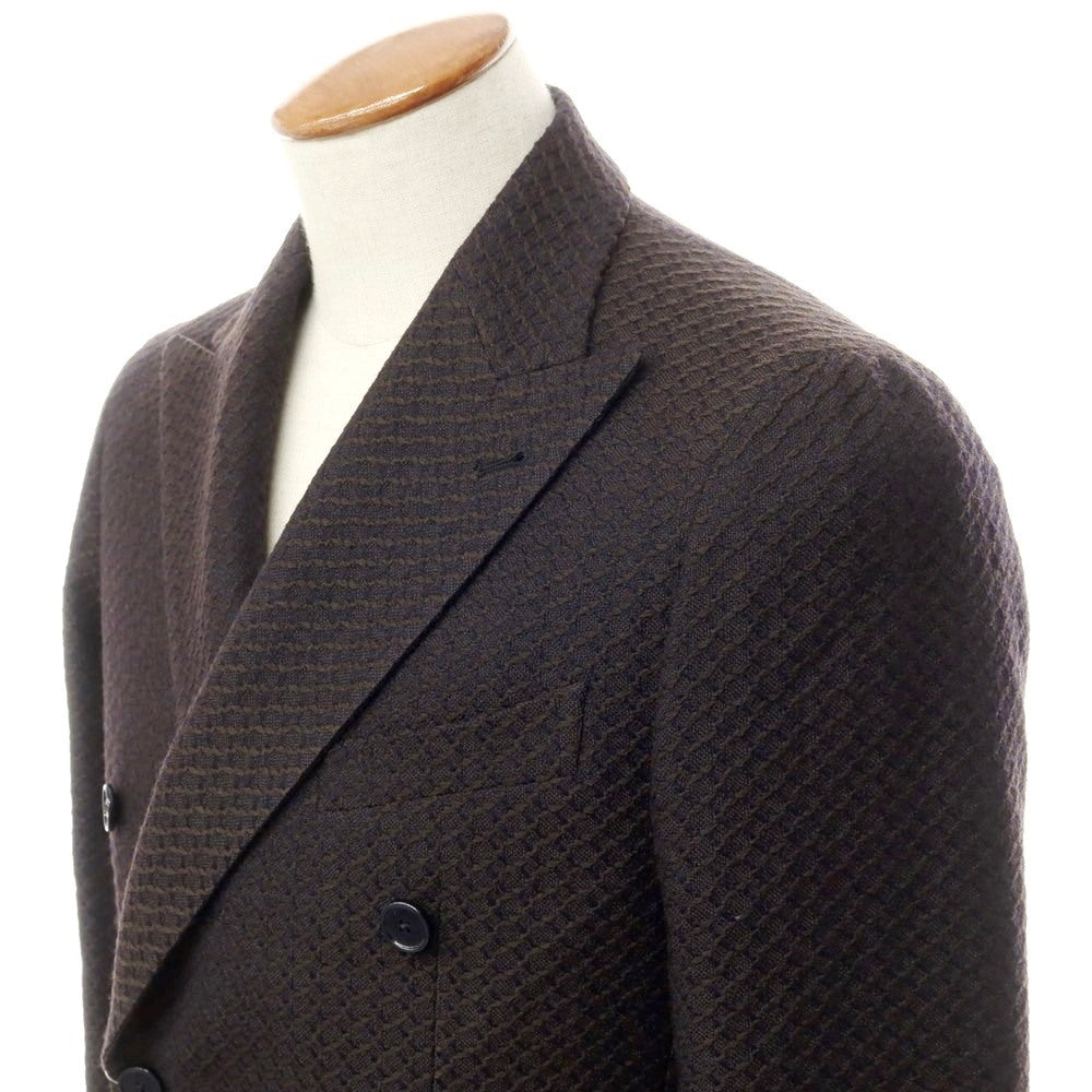 [Used] TAGLIATORE Wool double-breasted jacket, dark brown x navy [46 7R] [Condition rank A] [Men&