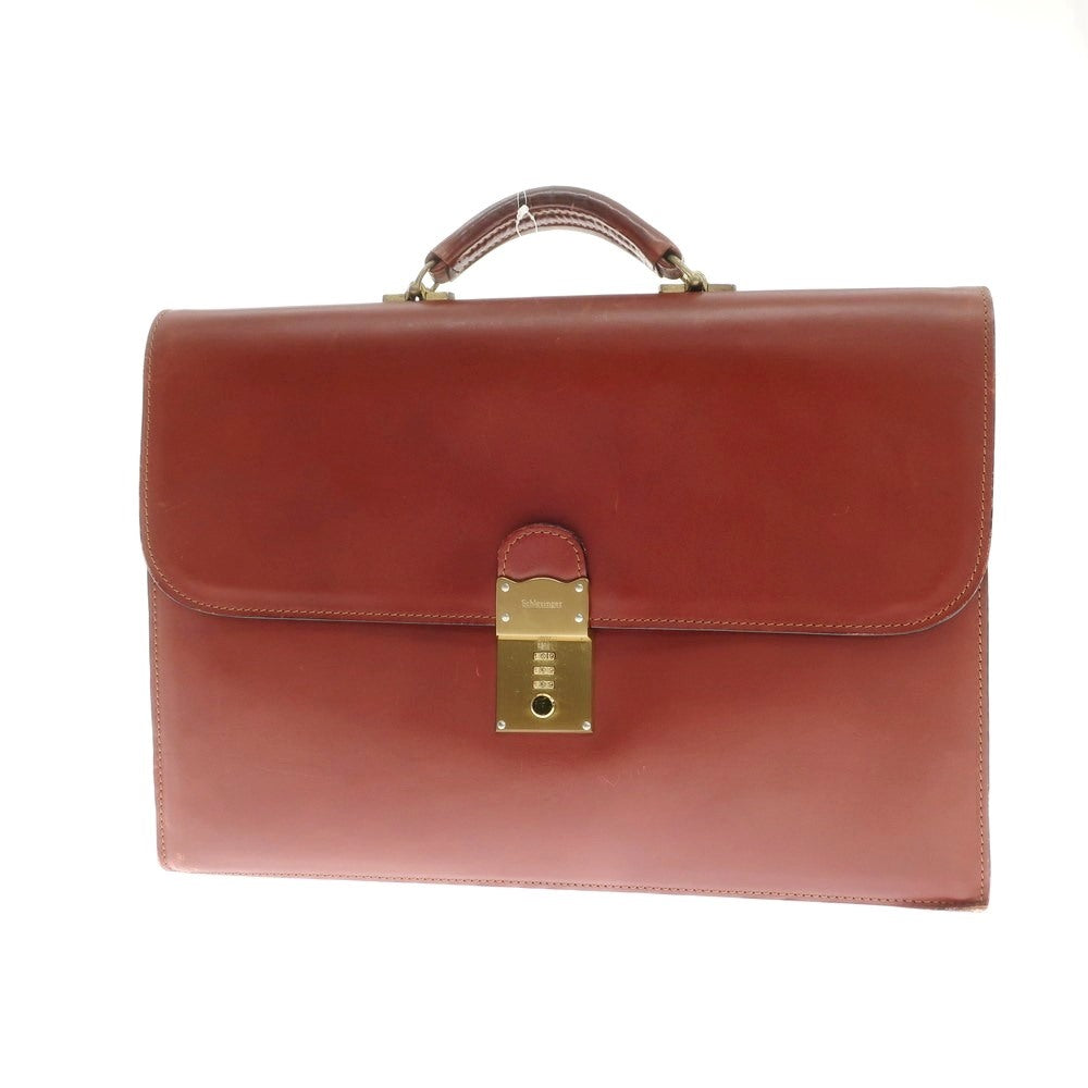 [Used] Schlesinger Leather 3-ply Briefcase Red Brown [Condition Rank C] [Men&