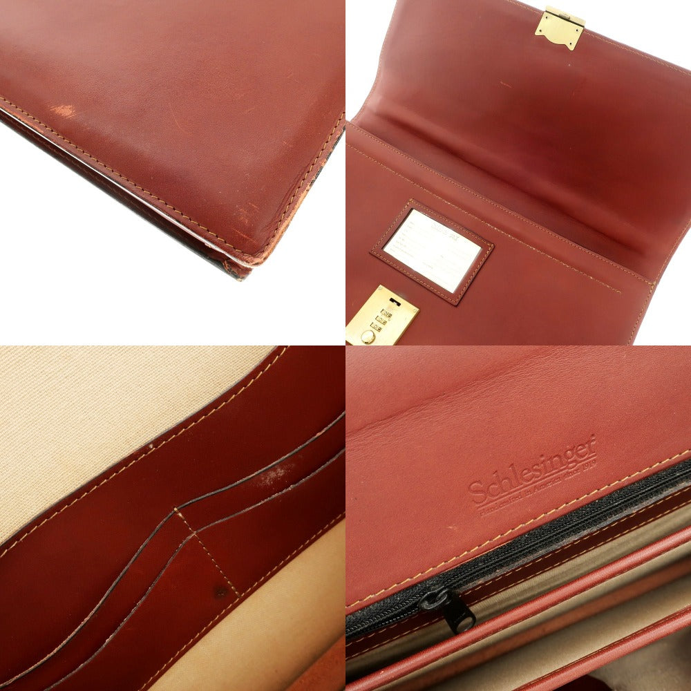 Used] Schlesinger Leather 3-ply Briefcase Red Brown [Condition Rank C –  リタリオリブロ