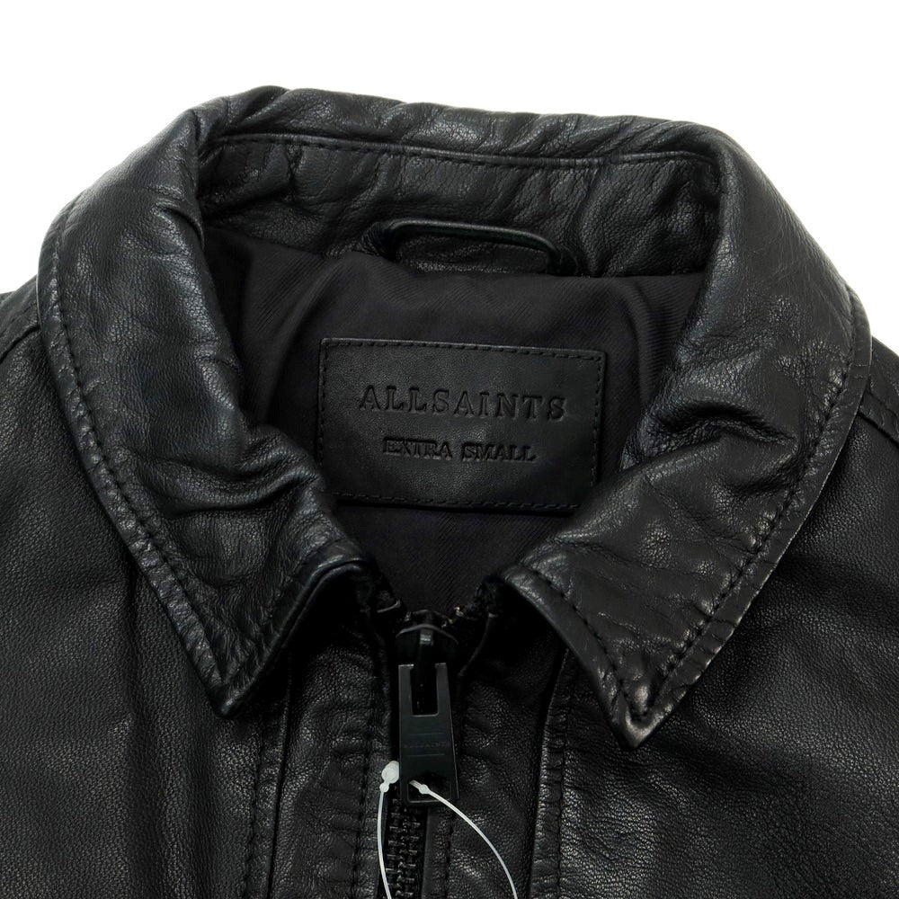 【中古】オールセインツ AllSaints ゴートレザー ジップアップ レザーブルゾン ブラック【 XS 】【 状態ランクB 】【 メンズ 】