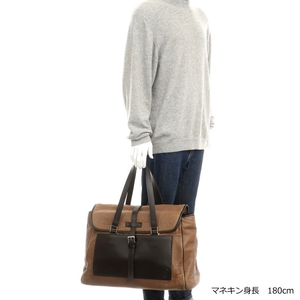 【中古】トラサルディ TRUSSARDI レザー ボストンバッグ ライトブラウンxダークブラウン【 状態ランクC 】【 メンズ 】