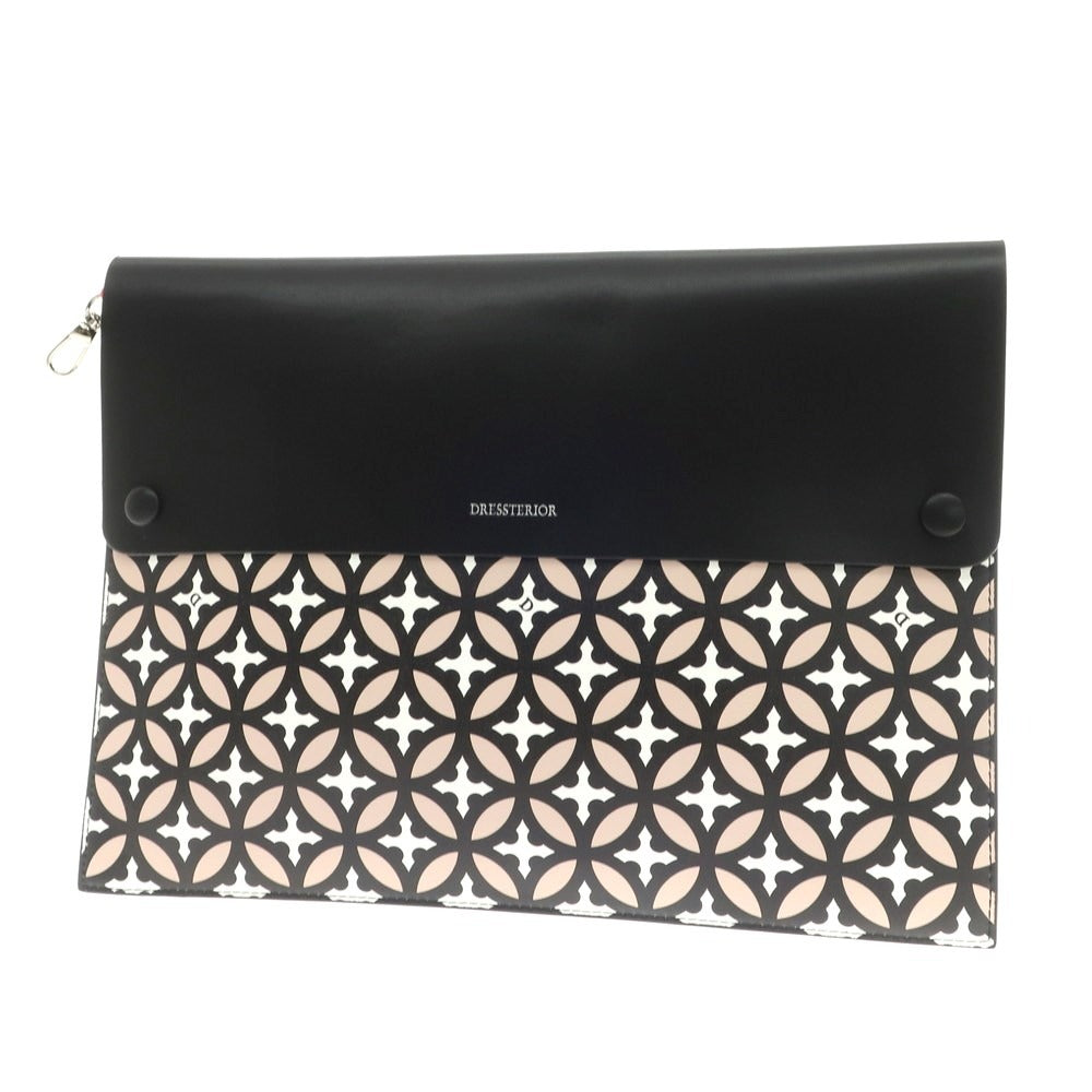 [Used] [Unused] DRESSTERIOR Recycled Leather Clutch Bag Black x Beige [Condition Rank S] [Unisex]