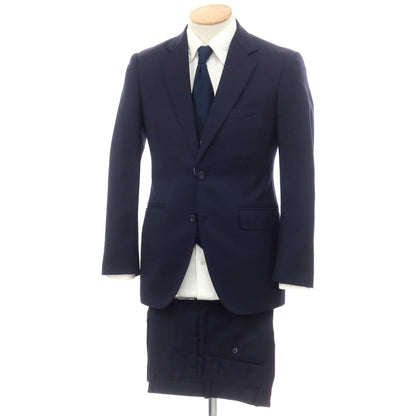 【中古】アザブテーラー azabu tailor ウール スリーピース 2つボタンスーツ ネイビー【 40/79 】【 状態ランクB 】【 メンズ 】