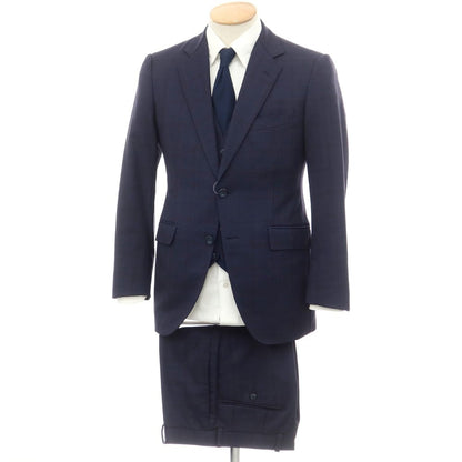 【中古】アザブテーラー azabu tailor ウール スリーピース 2つボタンスーツ ネイビー【 40/79 】【 状態ランクB 】【 メンズ 】