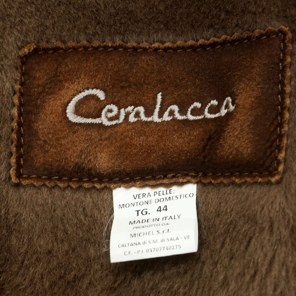 【中古】チェララッカ Ceralacca ムートン レザーブルゾン ブラウン【 44 】【 状態ランクB 】【 メンズ 】