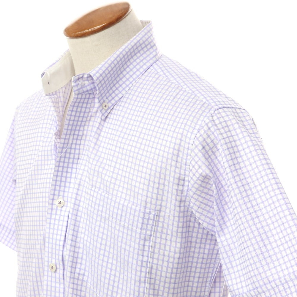 [Used] Simon Carter SIMON CARTER Cotton Check Short Sleeve Shirt White x Purple [40] [Condition Rank B] [Men&