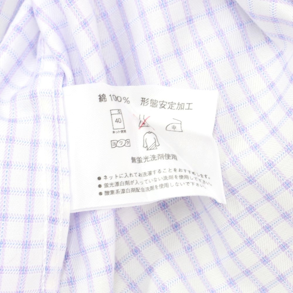 [Used] Simon Carter SIMON CARTER Cotton Check Short Sleeve Shirt White x Purple [40] [Condition Rank B] [Men&