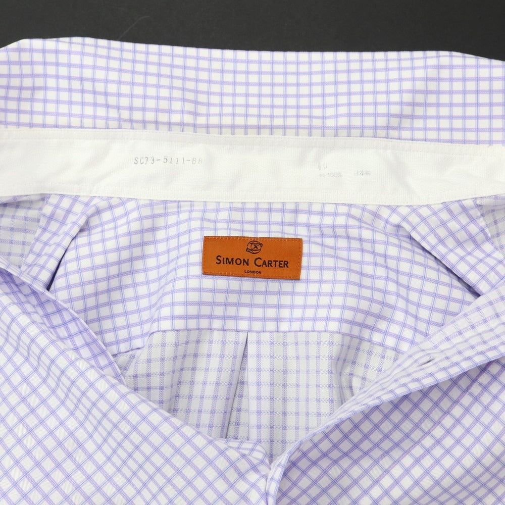 [Used] Simon Carter SIMON CARTER Cotton Check Short Sleeve Shirt White x Purple [40] [Condition Rank B] [Men&