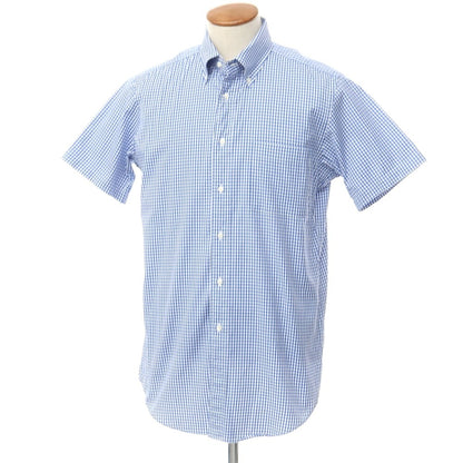 [Used] Ede &amp;amp; Ravenscroft Cotton Check Short Sleeve Shirt Blue x White [40] [Condition Rank C] [Men&