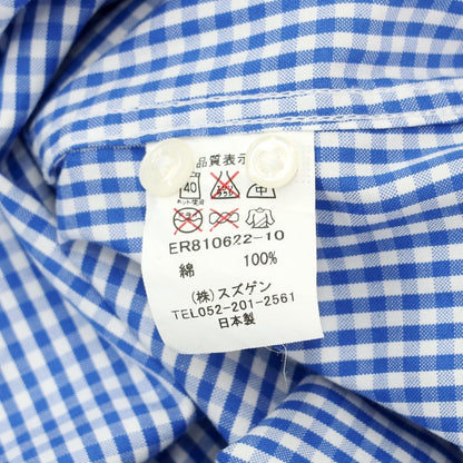 [Used] Ede &amp;amp; Ravenscroft Cotton Check Short Sleeve Shirt Blue x White [40] [Condition Rank C] [Men&