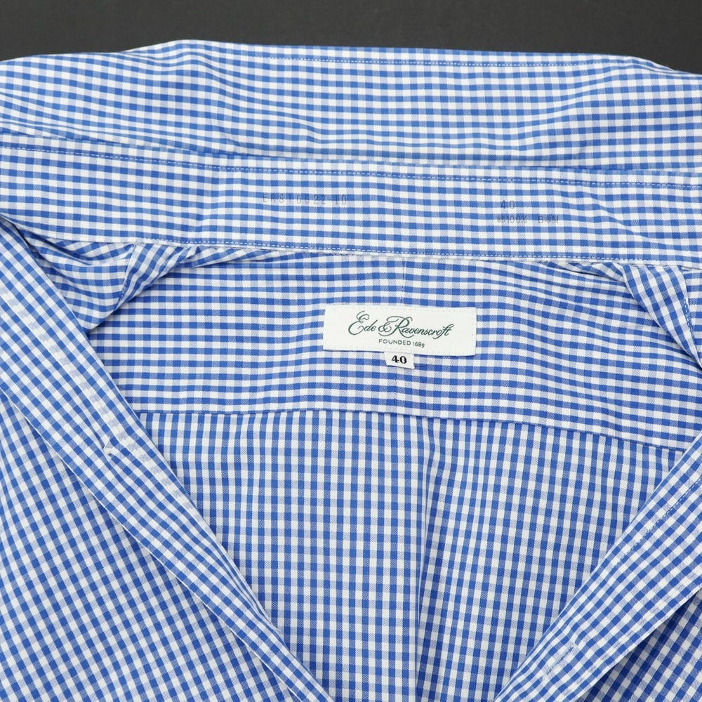 [Used] Ede &amp;amp; Ravenscroft Cotton Check Short Sleeve Shirt Blue x White [40] [Condition Rank C] [Men&