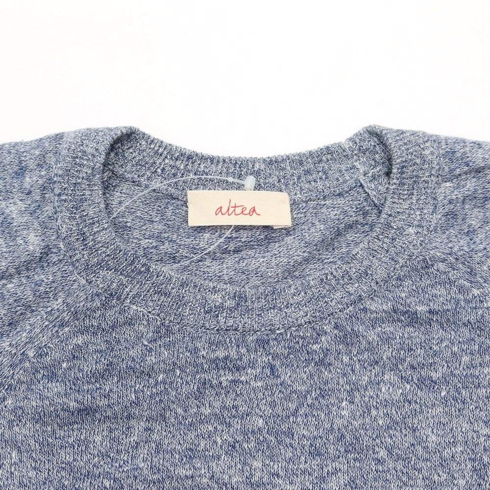 [Used] Altea Linen Cotton Crew Neck Short Sleeve Knit Navy x White [XS] [Condition Rank C] [Men&