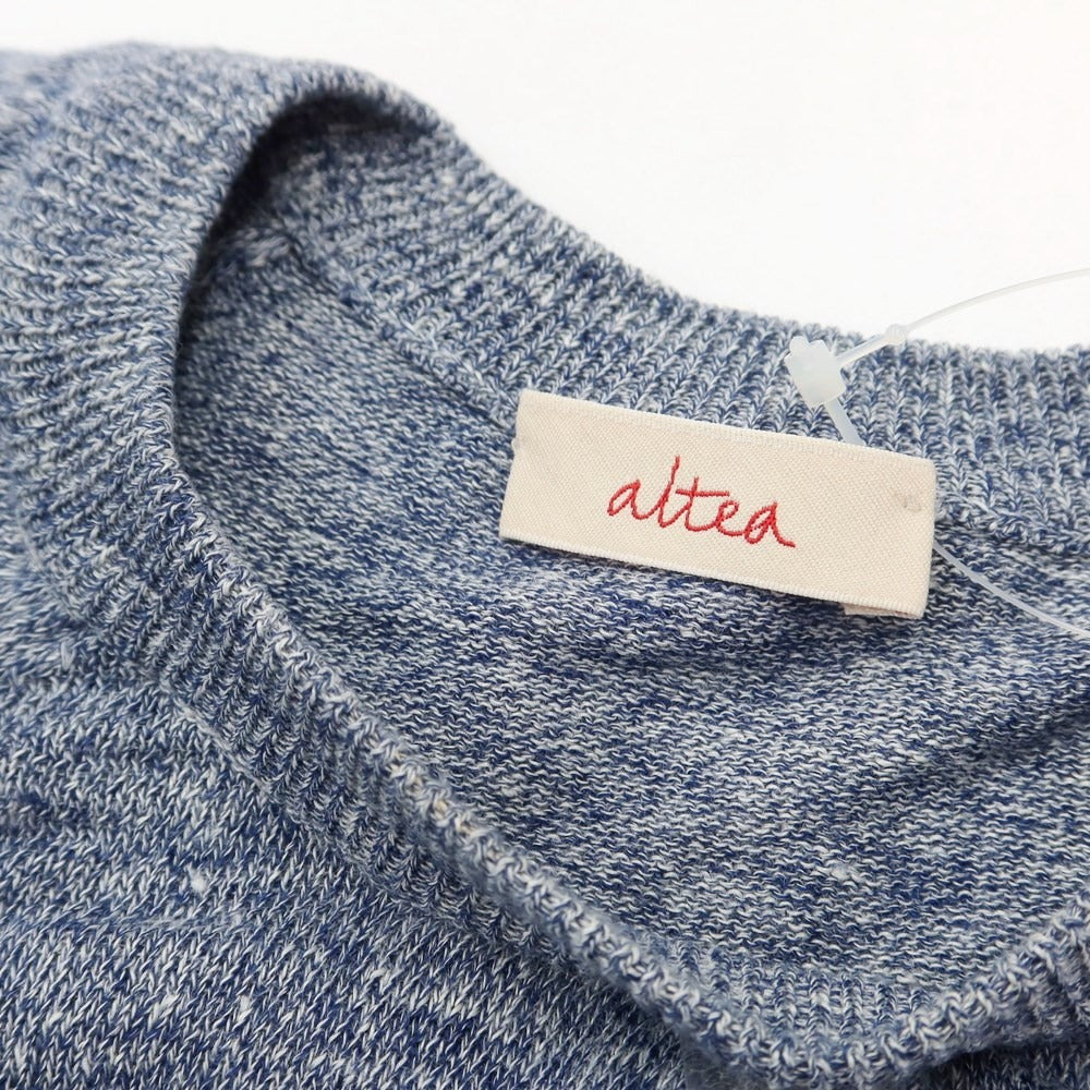 [Used] Altea Linen Cotton Crew Neck Short Sleeve Knit Navy x White [XS] [Condition Rank C] [Men&