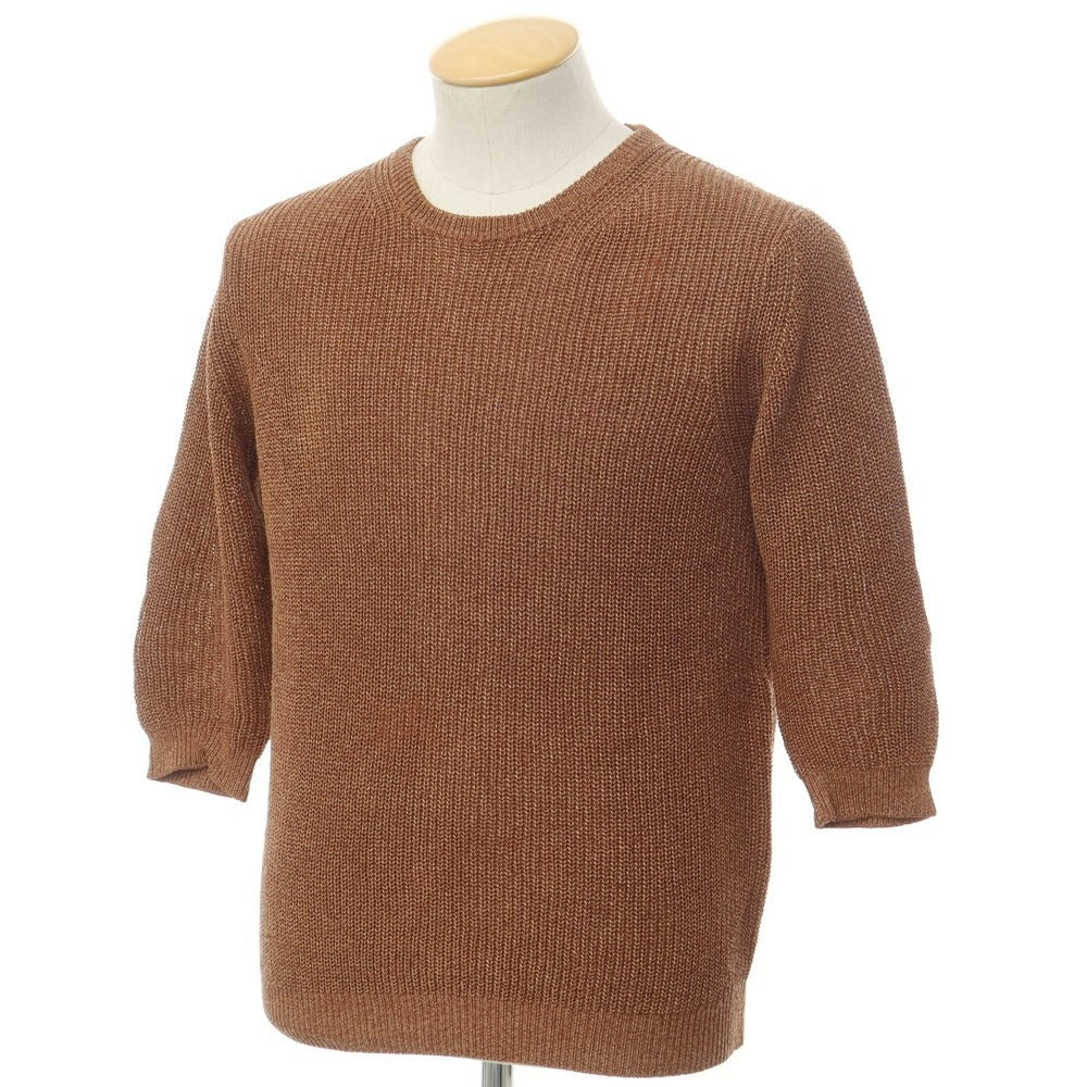 [Used] EDIFICE mid-gauge 5/8 sleeve crew neck knit, brown [44] [Condition rank B] [Men&