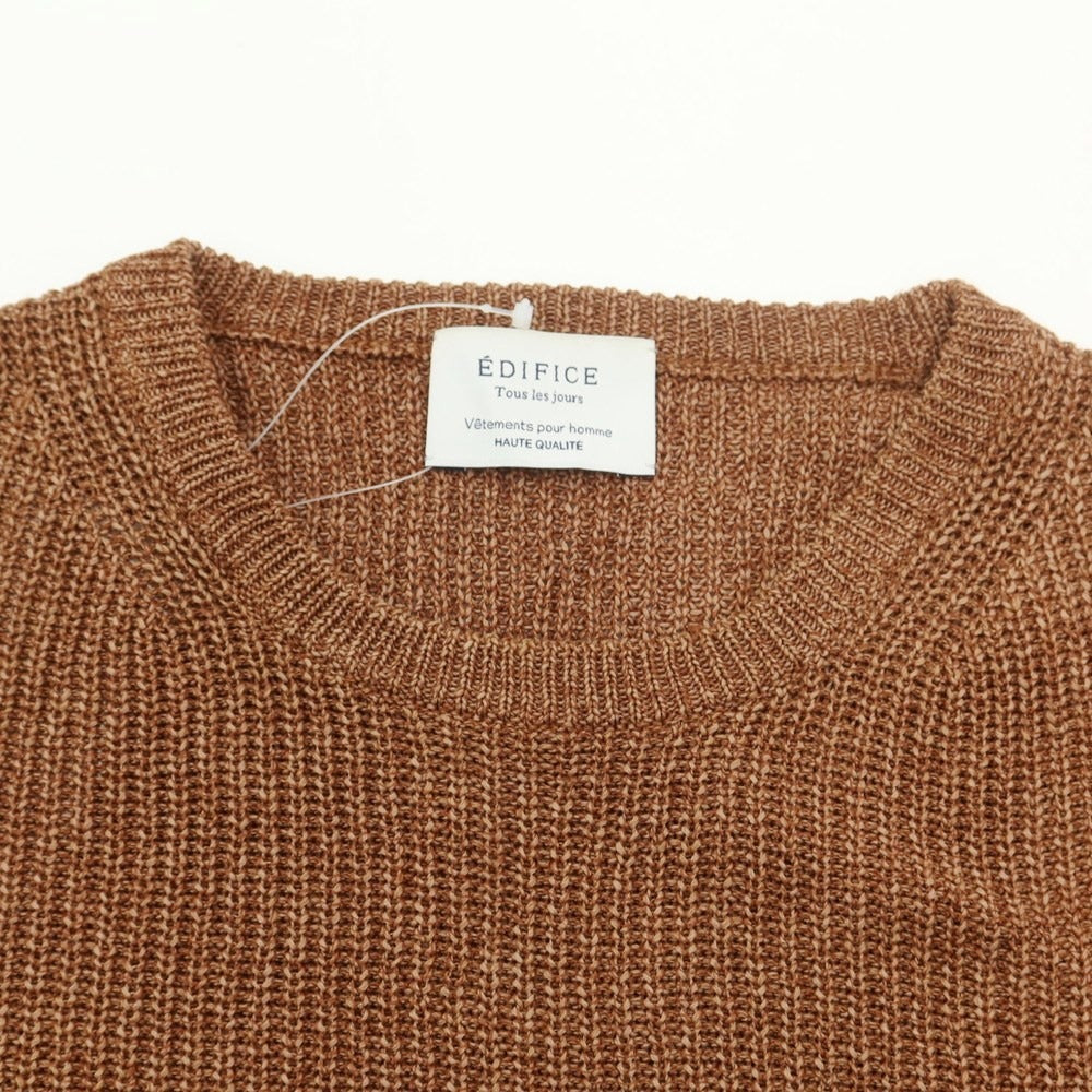 [Used] EDIFICE mid-gauge 5/8 sleeve crew neck knit, brown [44] [Condition rank B] [Men&