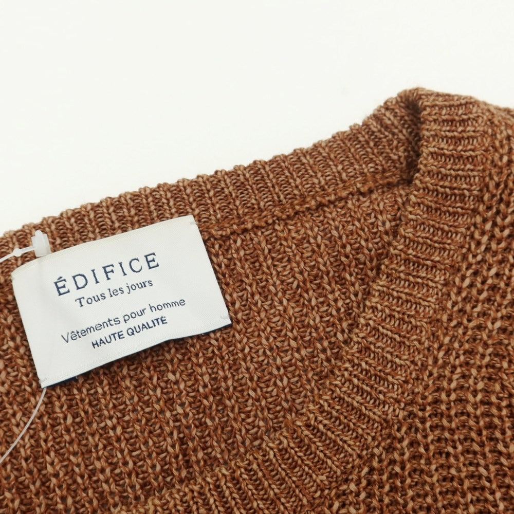 [Used] EDIFICE mid-gauge 5/8 sleeve crew neck knit, brown [44] [Condition rank B] [Men&