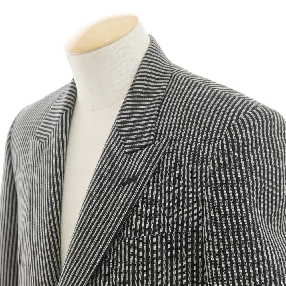 【中古】ジョンローレンスサリバン JOHN LAWRENCE SULLIVAN ウール ストライプ 2B テーラードジャケット オフホワイトxブラック【 44 】【 状態ランクB 】【 メンズ 】 [EPD]