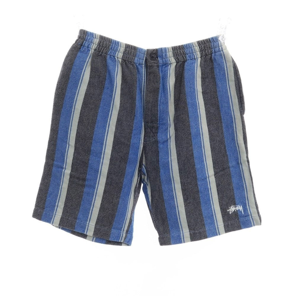 [Used] STUSSY Cotton Striped Shorts Blue x Black [S] [Condition Rank B] [Men&