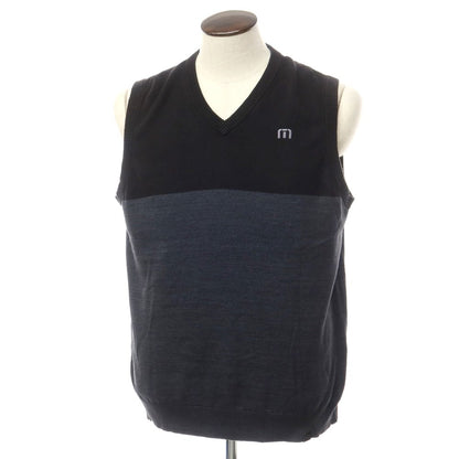 [Used] TravisMathew Linen Cotton Knit Vest Black x Dark Gray [2XL] [Condition Rank C] [Men&