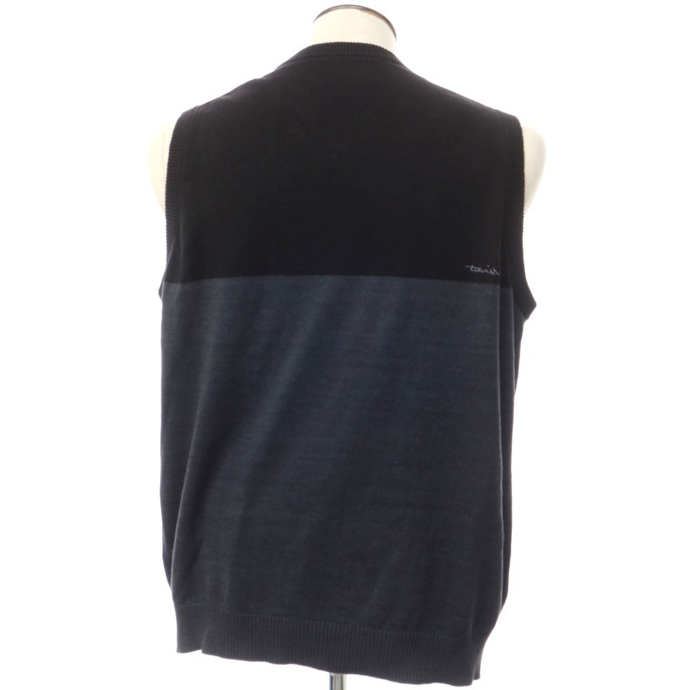 [Used] TravisMathew Linen Cotton Knit Vest Black x Dark Gray [2XL] [Condition Rank C] [Men&