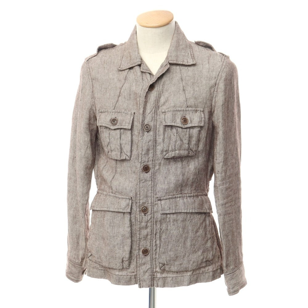 [Used] GVCONTE Linen Military Jacket
 Brown x White [Size XS] [BRW] [S/S] [Condition Rank B] [Men&