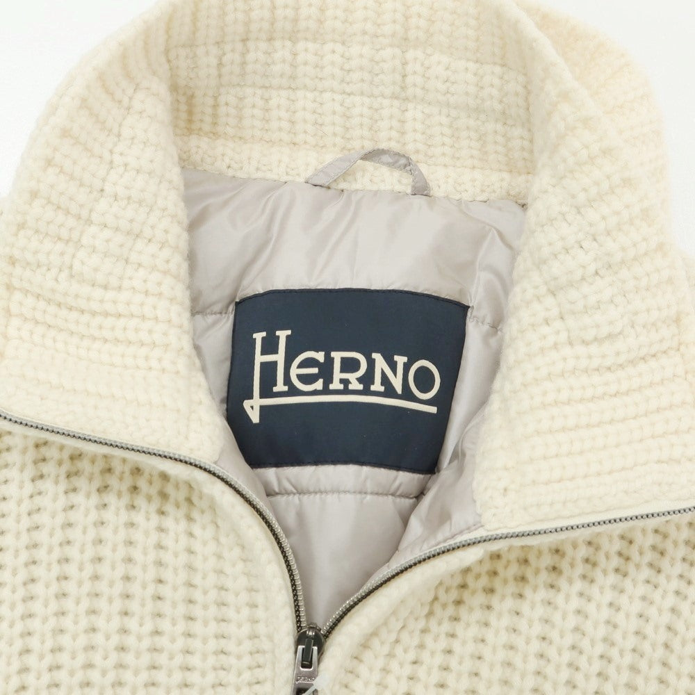 【中古】ヘルノ Herno カシミヤニット 中綿ブルゾン ホワイト【 48 】【 状態ランクB 】【 メンズ 】