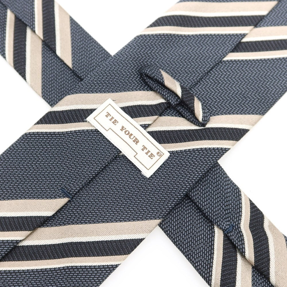 【中古】タイユアタイ TIE YOUR TIE シルク ストライプ柄ネクタイ ネイビーグレー【サイズ－】【GRY】【S/S/A/W】【状態ランクA】【メンズ】【759174】