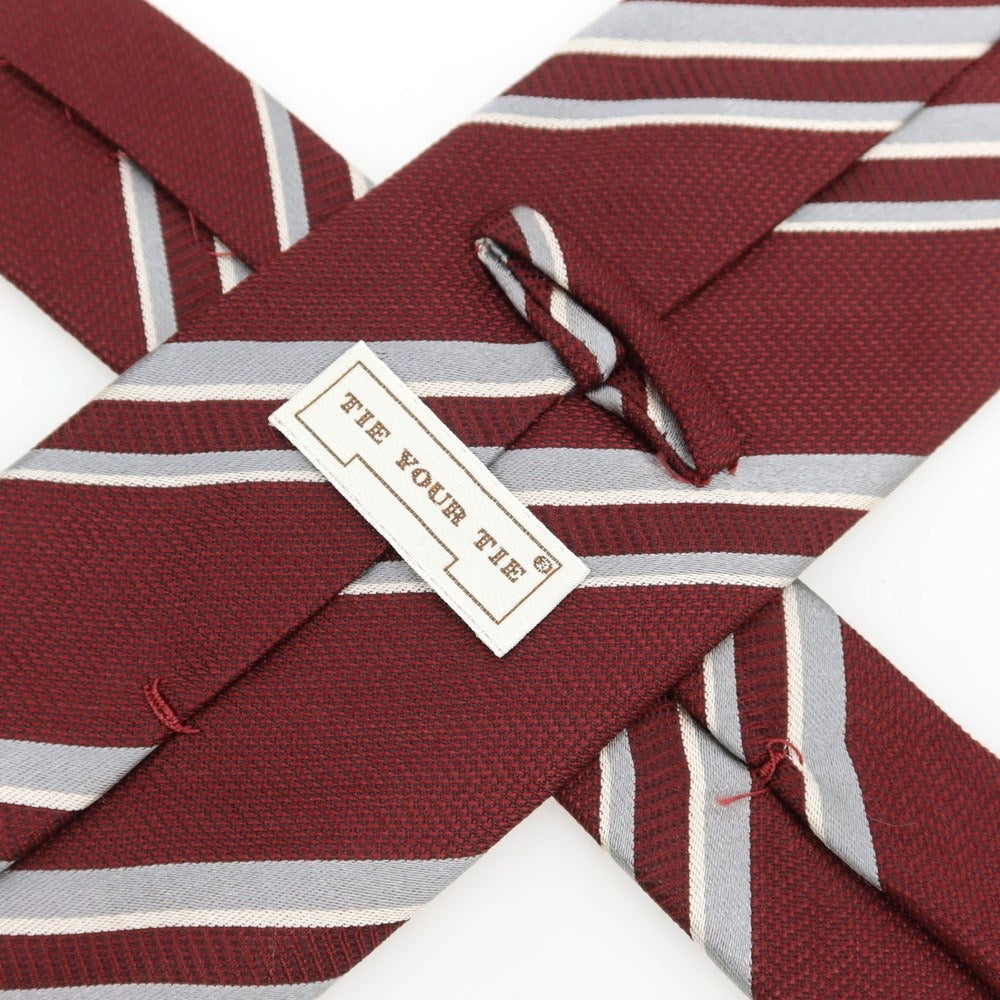 【中古】タイユアタイ TIE YOUR TIE シルク ストライプ柄ネクタイ ボルドーxグレー【サイズ－】【RED】【S/S/A/W】【状態ランクA】【メンズ】【759174】