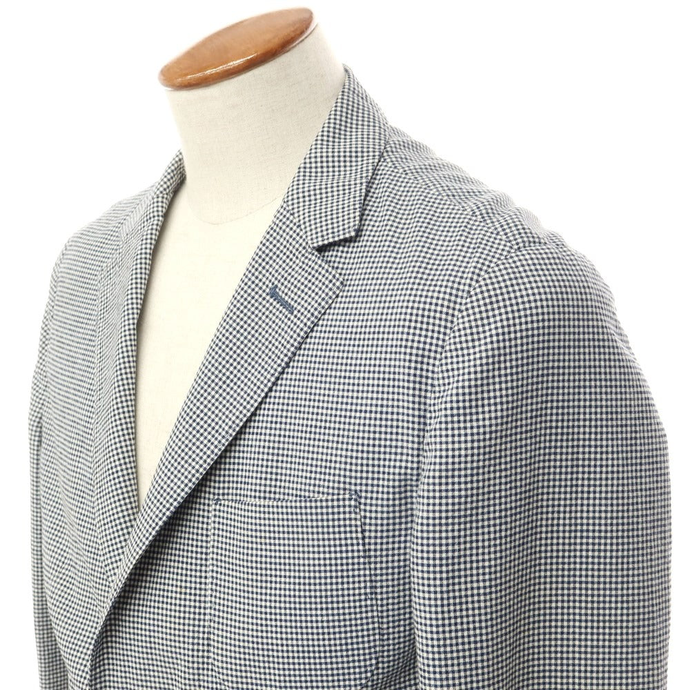 【中古】ジーゼニア Z Zegna コットン チェック 2B カジュアルジャケット
 ネイビーxホワイト【サイズ46】【NVY】【S/S】【状態ランクC】【メンズ】
【759495】