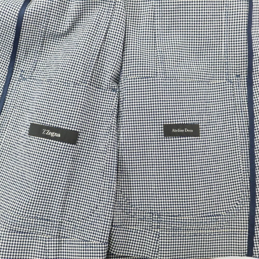 [Used] Z Zegna Cotton Check 2B Casual Jacket
 Navy x White [Size 46] [NVY] [S/S] [Condition Rank C] [Men&