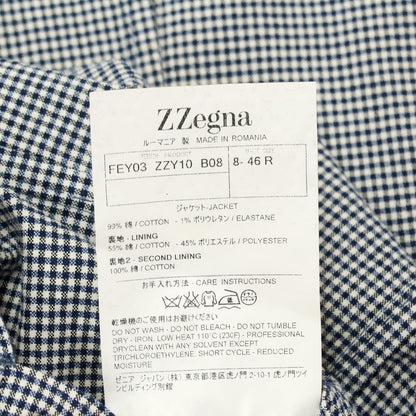 【中古】ジーゼニア Z Zegna コットン チェック 2B カジュアルジャケット
 ネイビーxホワイト【サイズ46】【NVY】【S/S】【状態ランクC】【メンズ】
【759495】