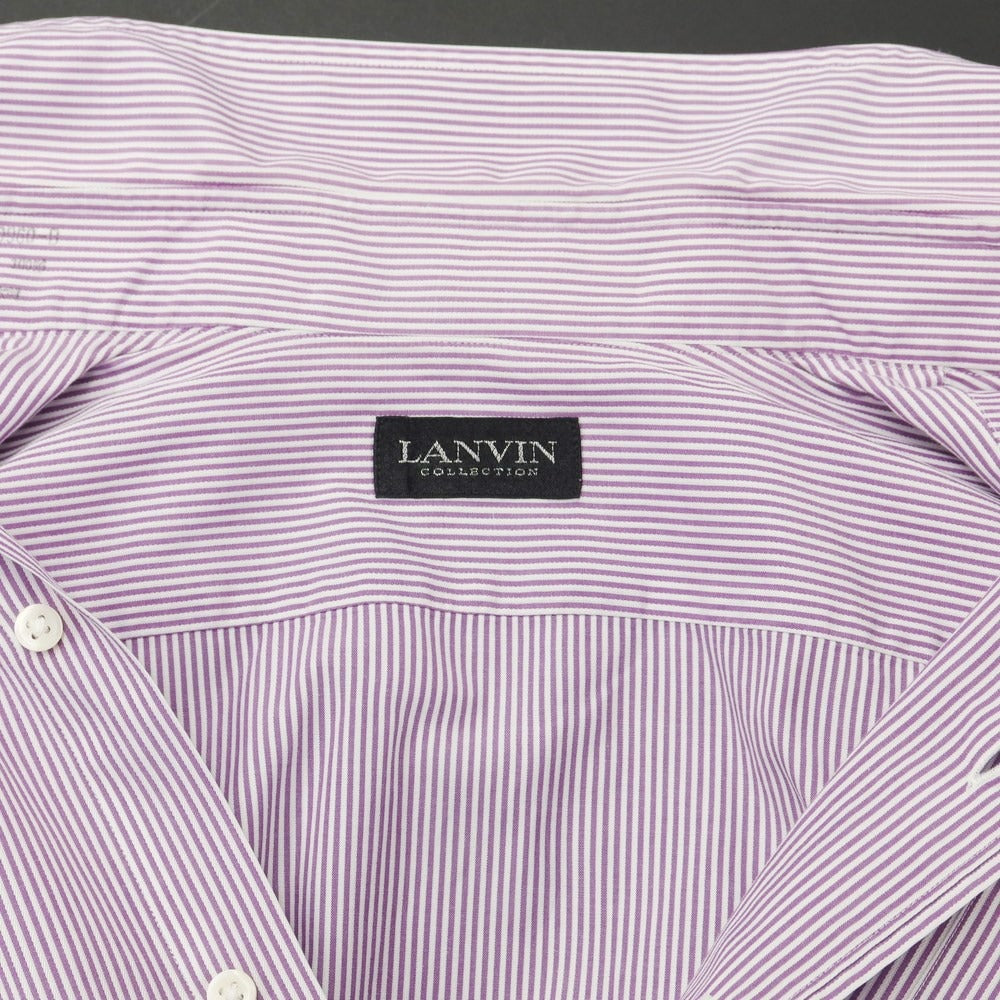 [Used] LANVIN COLLECTION Cotton Button-down Short Sleeve Shirt White x Purple [Size not specified (approximately M)] [PUP] [S/S] [Condition Rank C] [Men&