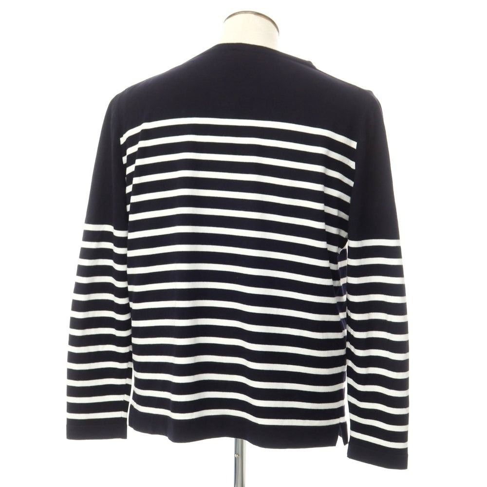 [Used] Buffy High Gauge Cotton Border Boat Neck Knit Dark Navy x White [52] [Condition Rank B] [Men&