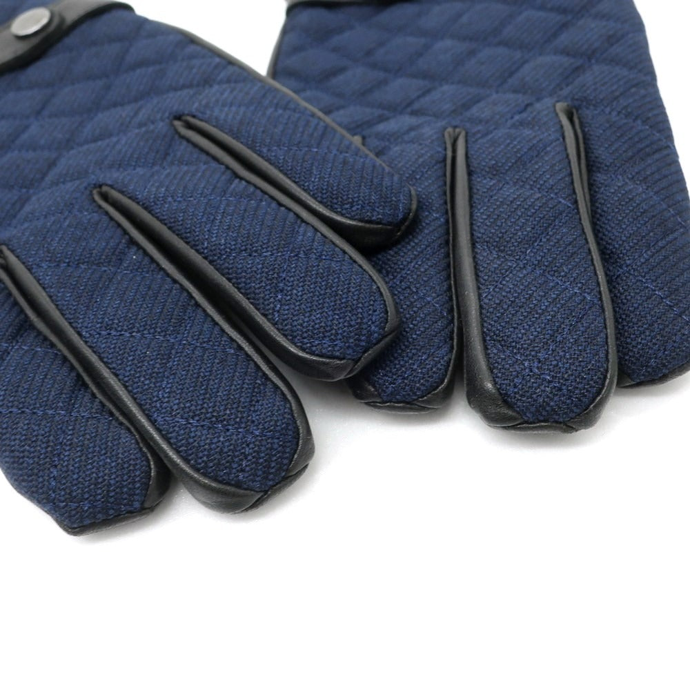 [Used] THE SUIT COMPANY Quilted Polyester Leather Gloves Navy x Black [24cm] [Condition Rank C] [Men&