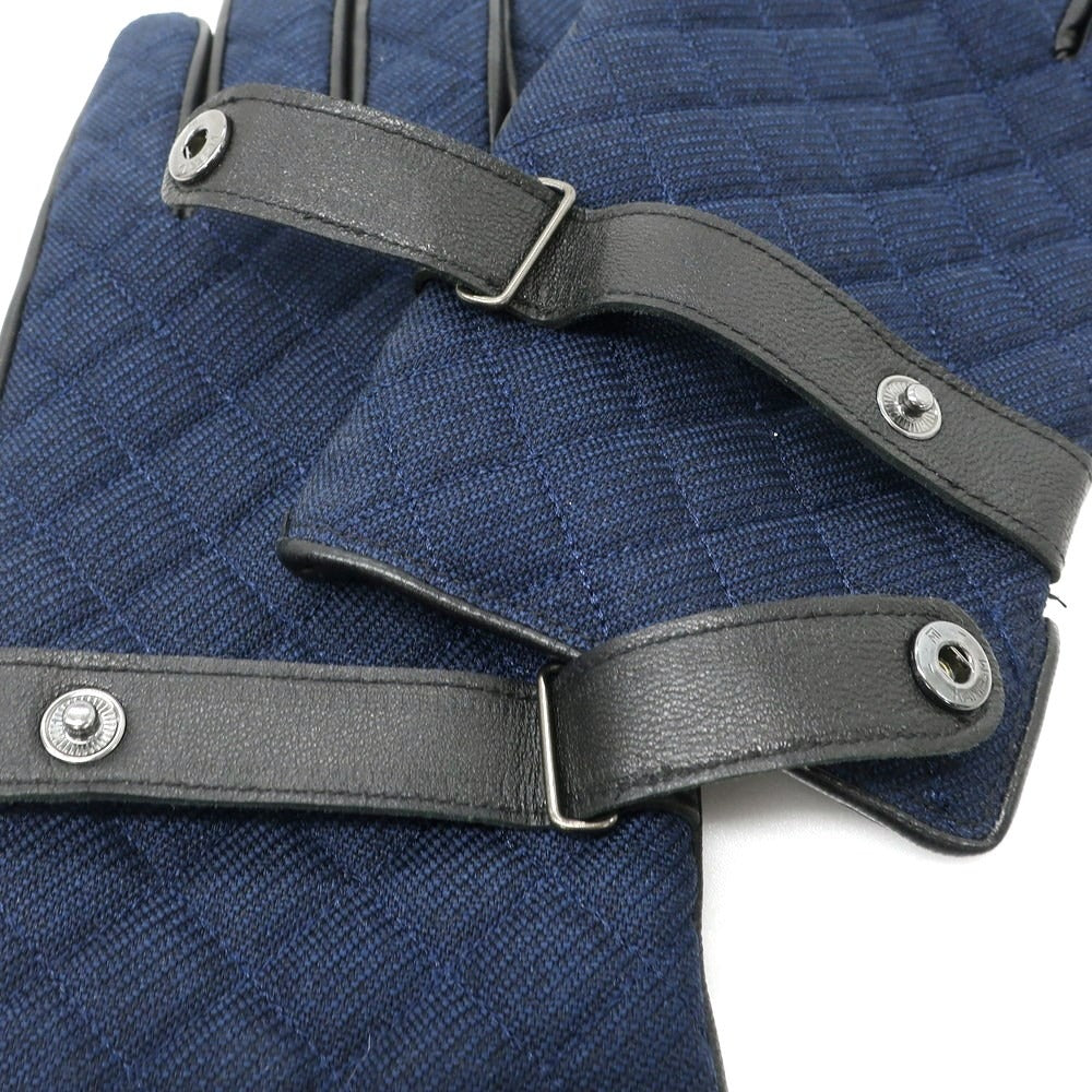 [Used] THE SUIT COMPANY Quilted Polyester Leather Gloves Navy x Black [24cm] [Condition Rank C] [Men&