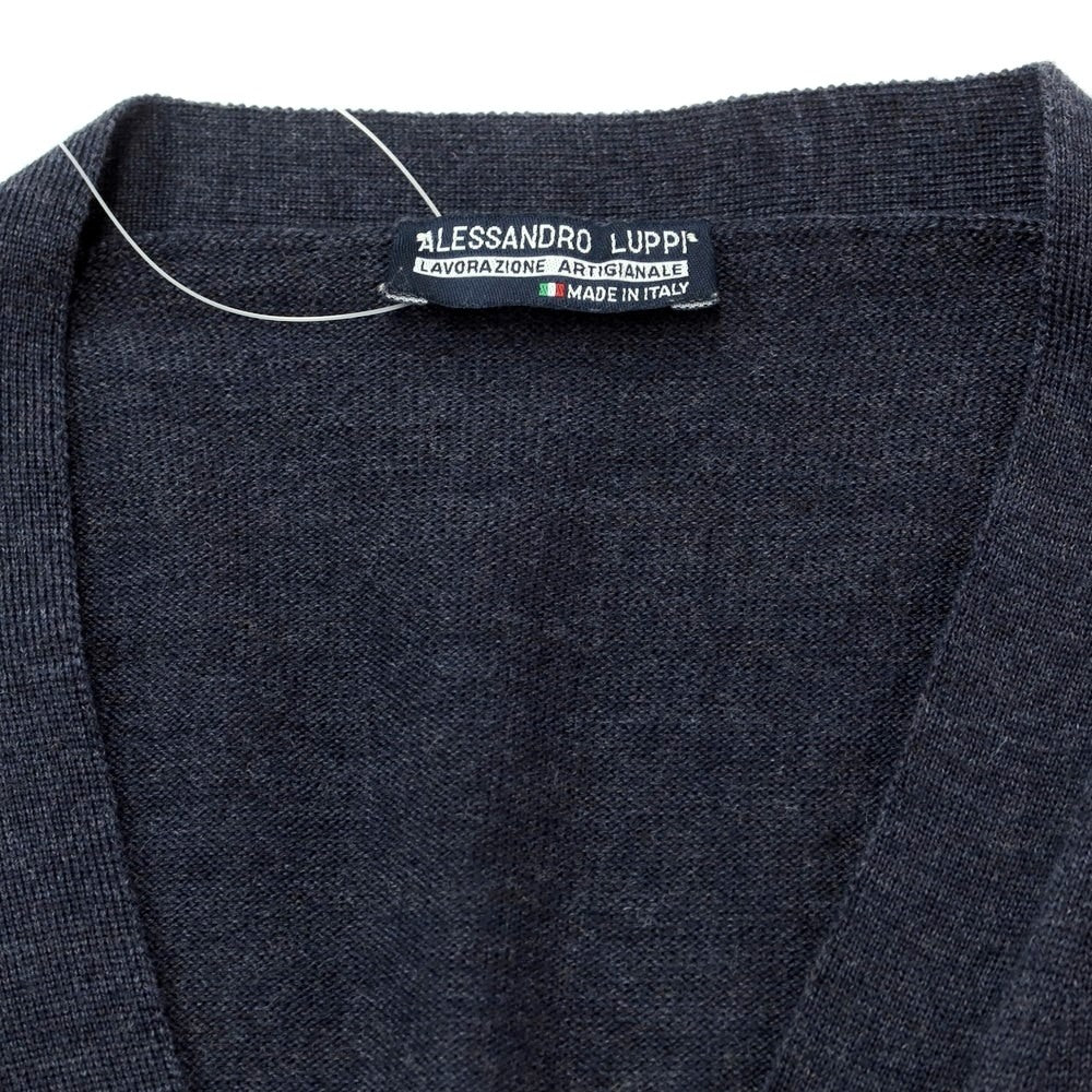 [Used] Alessandro Luppi high gauge wool knit cardigan, grayish navy [44] [Condition rank A] [Men&