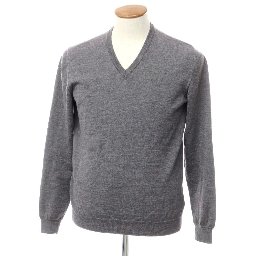 [Used] ZANONE high gauge wool V-neck knit, grey [48] [Condition: C] [Men&