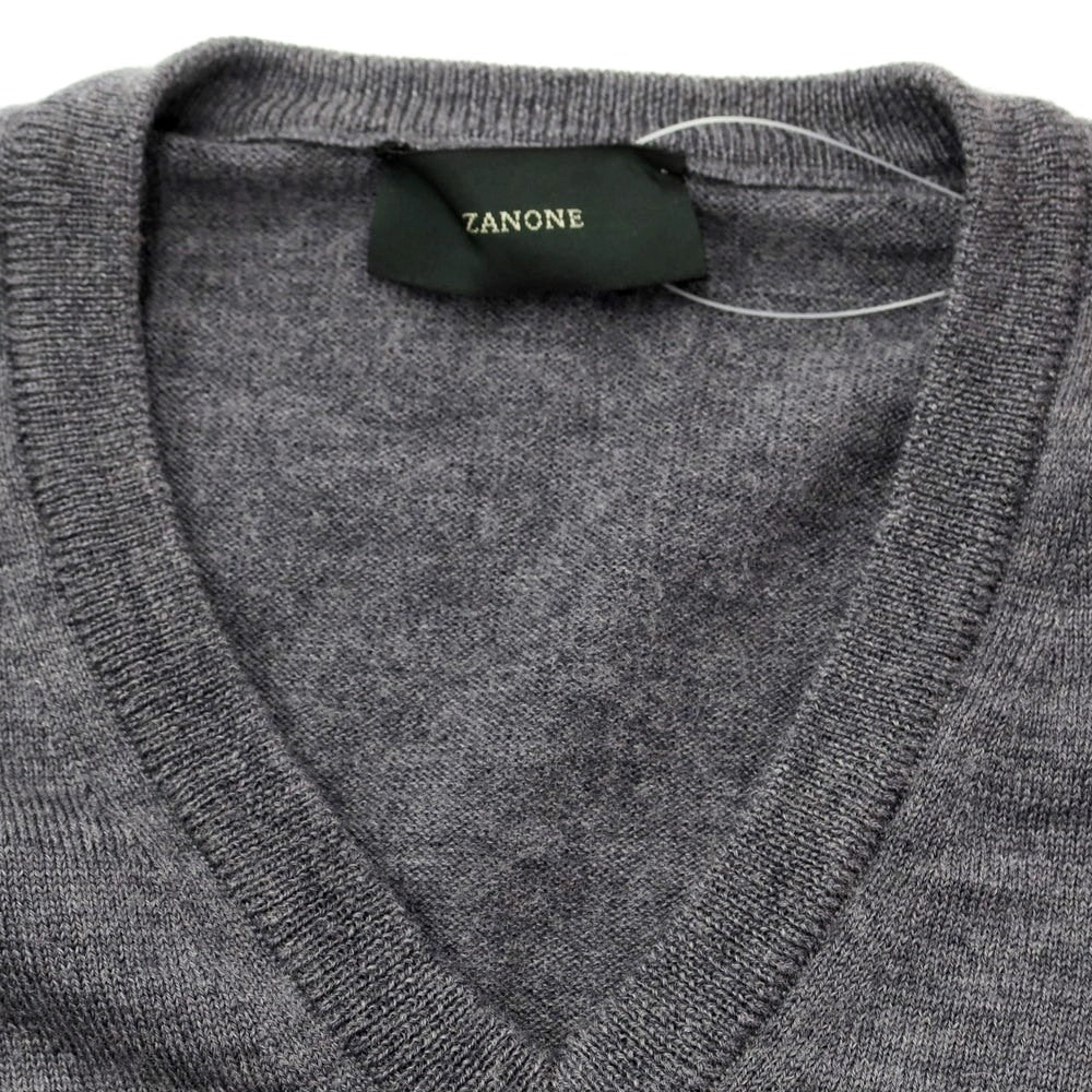 [Used] ZANONE high gauge wool V-neck knit, grey [48] [Condition: C] [Men&