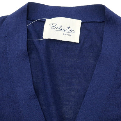 [Used] Belesto EDIFICE high gauge cotton silk linen knit cardigan navy blue [48] [Condition rank B] [Men&