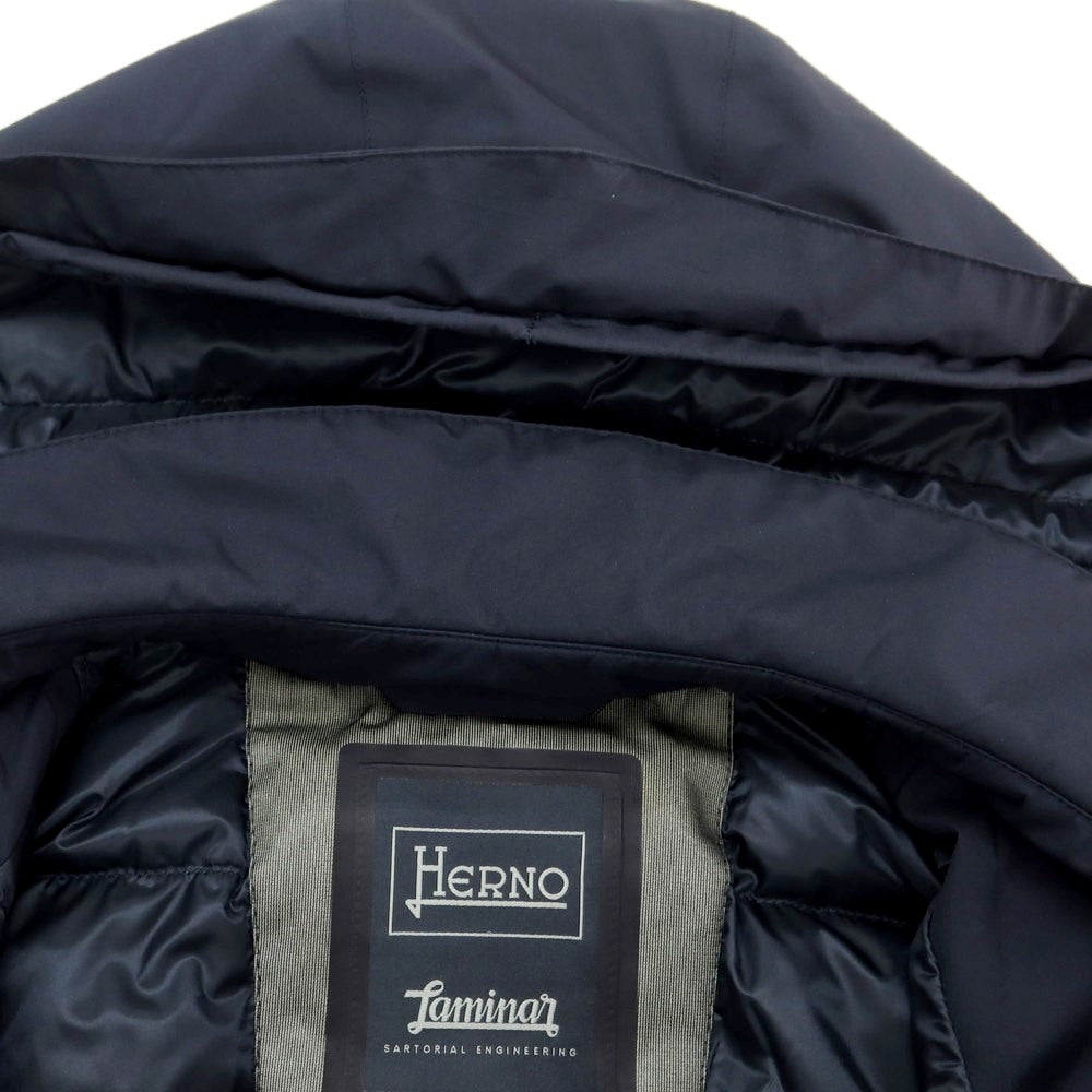 【中古】ヘルノ Herno Laminar GORE-TEX ダブルブレスト ダウンコート ネイビー【 46 】【 状態ランクB 】【 メンズ 】