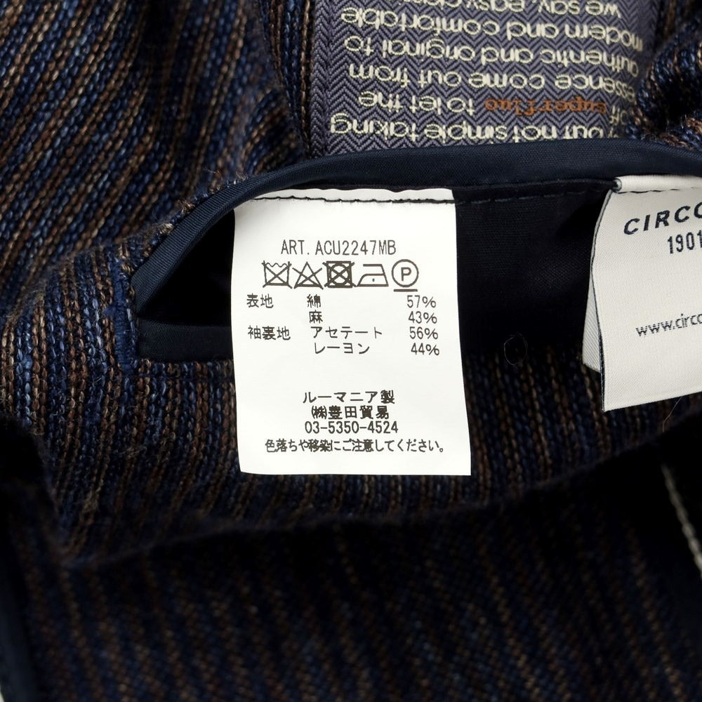 [Used] CIRCOLO 1901 Cotton linen striped casual jacket
 Navy x Dark Brown [Size 44] [NVY] [S/S] [Condition Rank B] [Men&